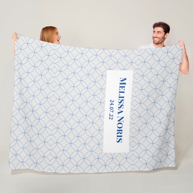 Personlig JW Baptism Gift - blå cirkel  Fleecefilt (På plats)