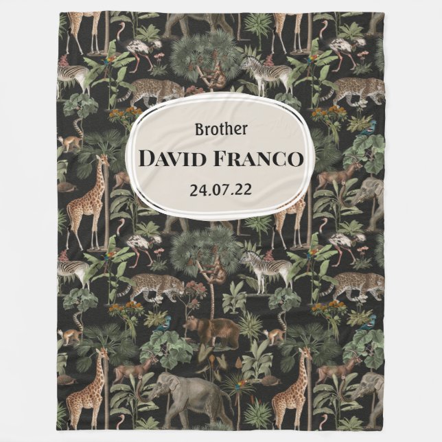 Personlig JW Baptism Gift for bröder - Jungle Fleecefilt (Framsidan)