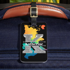 Personlig K - första Silver-monogram ditt namn Bagagebricka