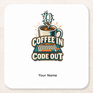 Personlig kaffe i kod ut programmerarens namn underlägg papper kvadrat