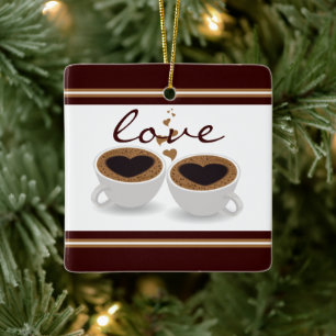 Personlig Kaffe koppar par i Kärlek jul Julgransprydnad Keramik