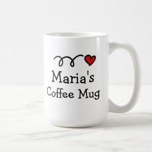Personlig kaffe mugg med eget namn och hjärta
