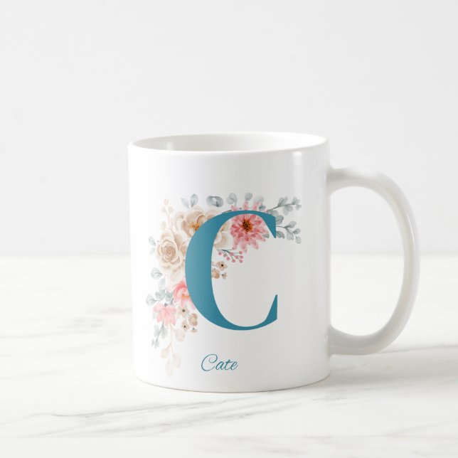 Personlig Kaffe Mugg med Namn och Alfabet C (Höger)