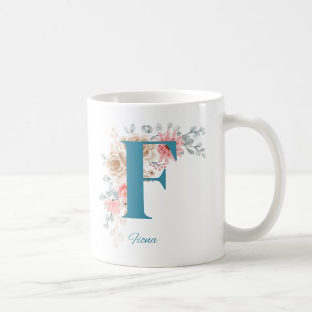 Personlig Kaffe Mugg med Namn och Alfabet F (Höger)