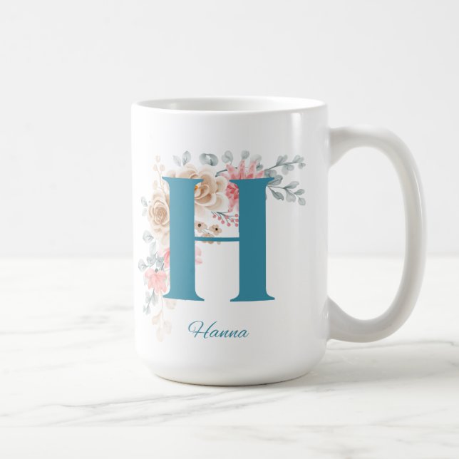 Personlig Kaffe Mugg med Namn och Alfabet H (Höger)