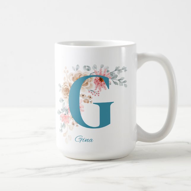 Personlig Kaffe Mugg med Namn och Alphabet G (Höger)