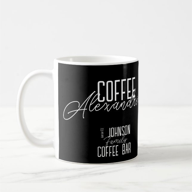 Personlig kaffebar svart och vit kaffemugg (Vänster)