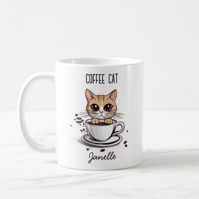 Personlig kaffekatt-design mugg (Vänster)