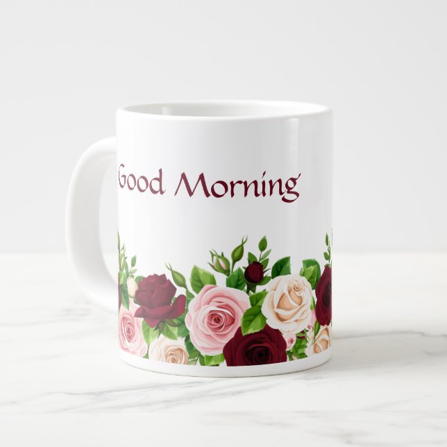 Personlig kaffemugg blommig jumbo mugg (Framsida vänster)