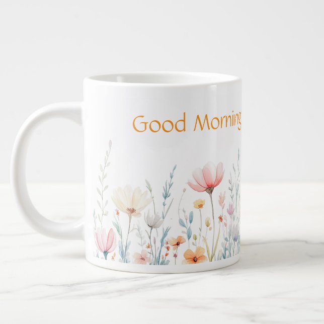 Personlig kaffemugg blommig jumbo mugg (Vänster)