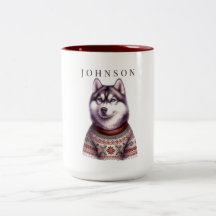 Personlig kaffemugg, festlig sibirisk husky