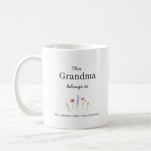 Personlig kaffemugg för fem barnbarn