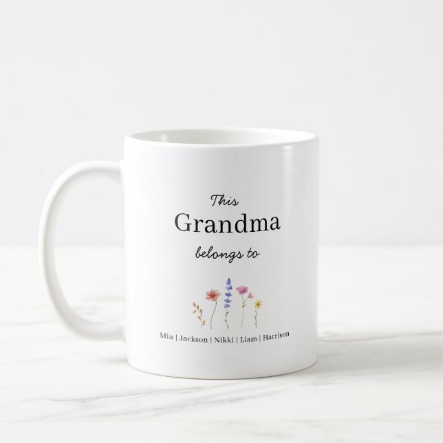 Personlig kaffemugg för fem barnbarn (Vänster)