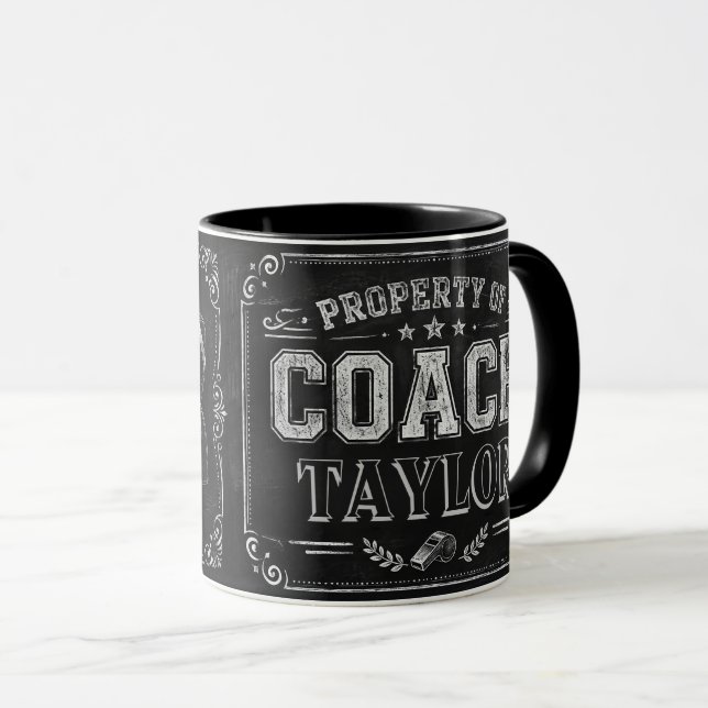 Personlig kaffemugg för lärare – Tillhör Coach (Framsida höger)