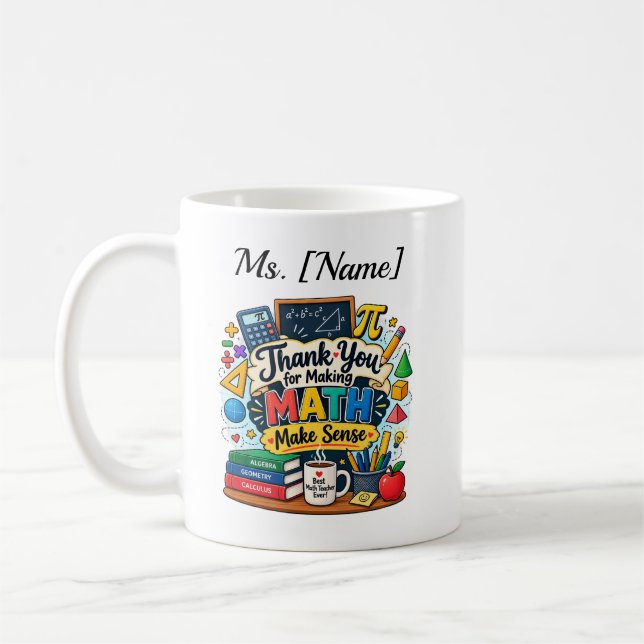 Personlig kaffemugg för matematiklärare | Bästa ma (Vänster)