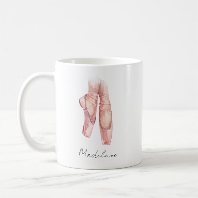 Personlig kaffemugg med akvarell balett skor (Vänster)