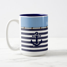 Personlig kaffemugg med ankare och ränder