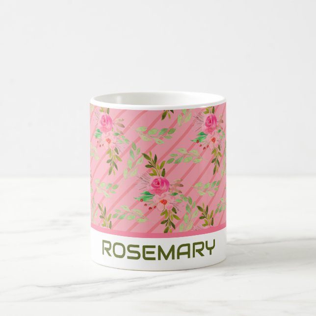 Personlig kaffemugg med blommor och blad (Center)