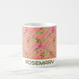 Personlig kaffemugg med blommor och blad