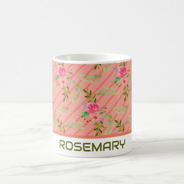 Personlig kaffemugg med blommor och blad (Center)