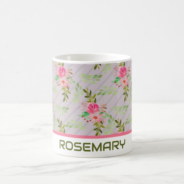 Personlig kaffemugg med blommor och blad (Center)