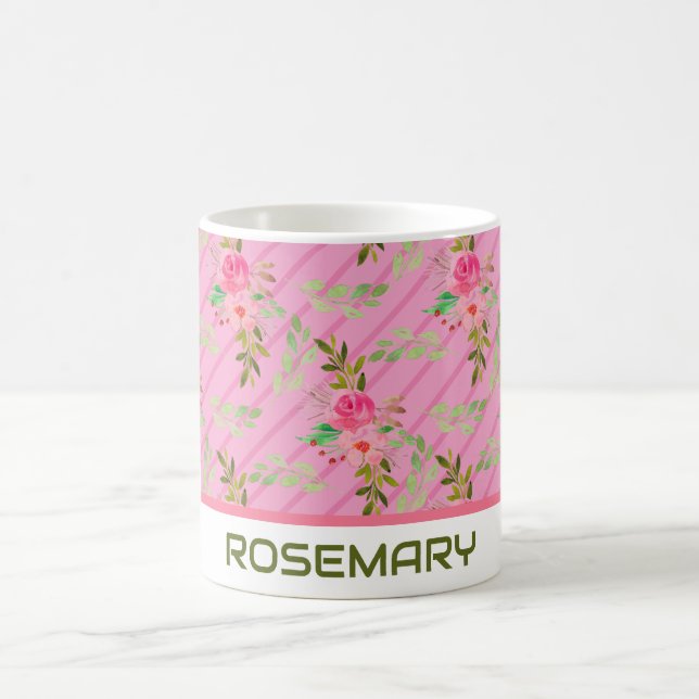 Personlig kaffemugg med blommor och blad (Center)
