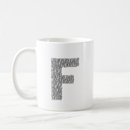 Personlig kaffemugg med bokstaven F som present