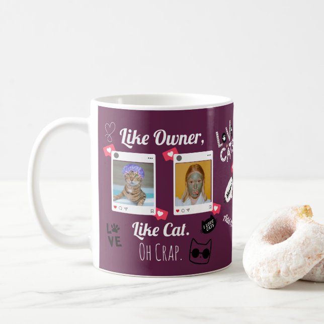 Personlig kaffemugg med kattfoto | Anpassad husdju (Med munk)