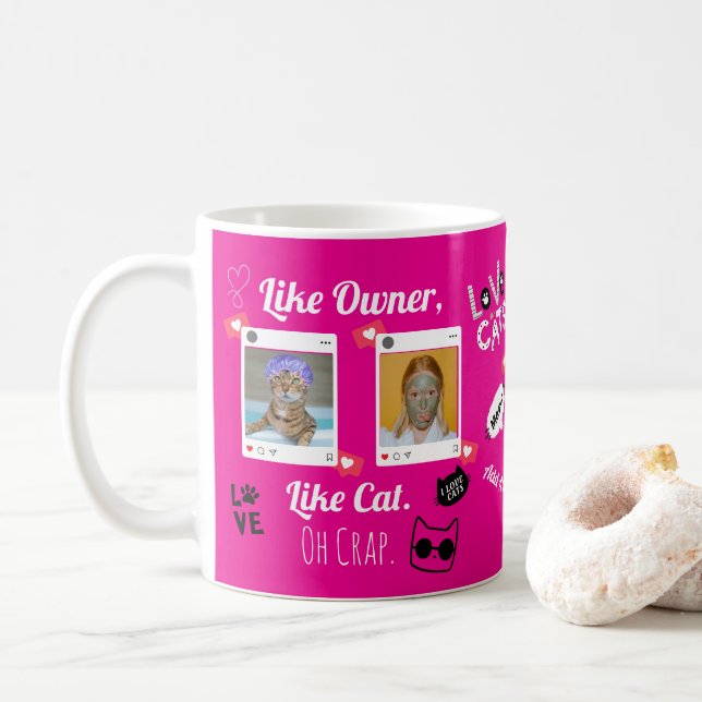 Personlig kaffemugg med kattfoto | Anpassad husdju (Med munk)