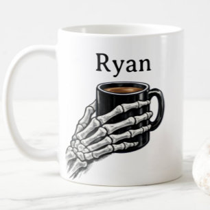 Personlig kaffemugg med skelett-hand, present