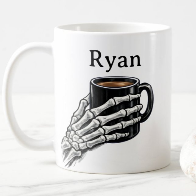Personlig kaffemugg med skelett hand som present (Skapare uppladdad)