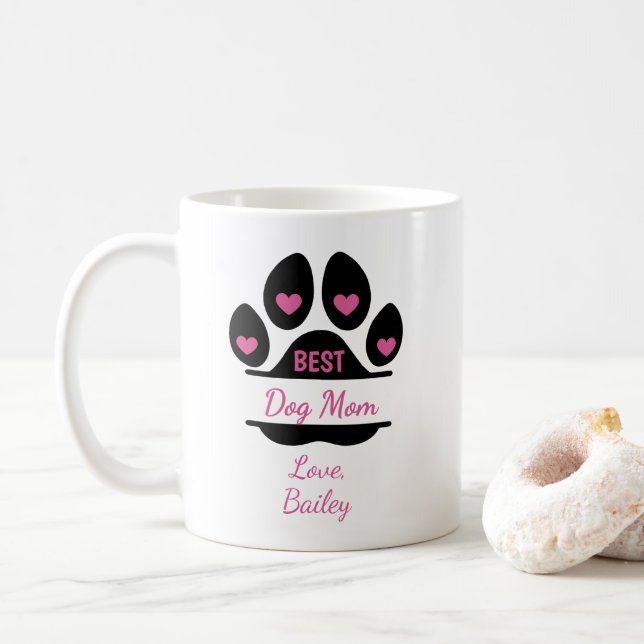 Personlig kaffemugg med tassavtryck för bästa hund (Med munk)