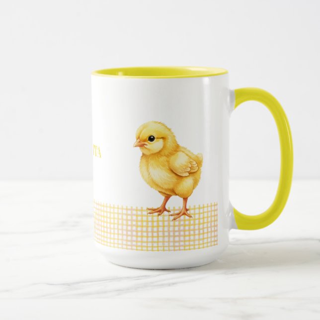 Personlig kaffemugge med gårdsdjur – Söt kycklingd Mugg (Höger)