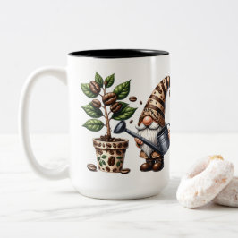 Personlig kaffetomte som vattnar växt present Två-Tonad mugg