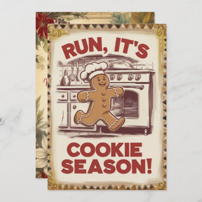 Personlig kakseason Roligt Vintage Julkort (Fram/baksida)