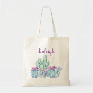 Personlig kaktus-succulent-handväska tygkasse