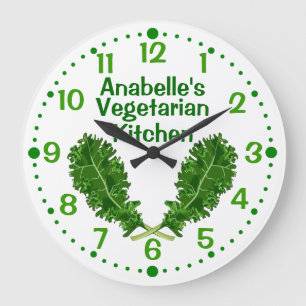 Personlig Kale Vegetarian Kitchen Clock w/Mins Stor Klocka