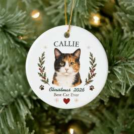 Personlig kalikå katt jul julgransprydnad keramik