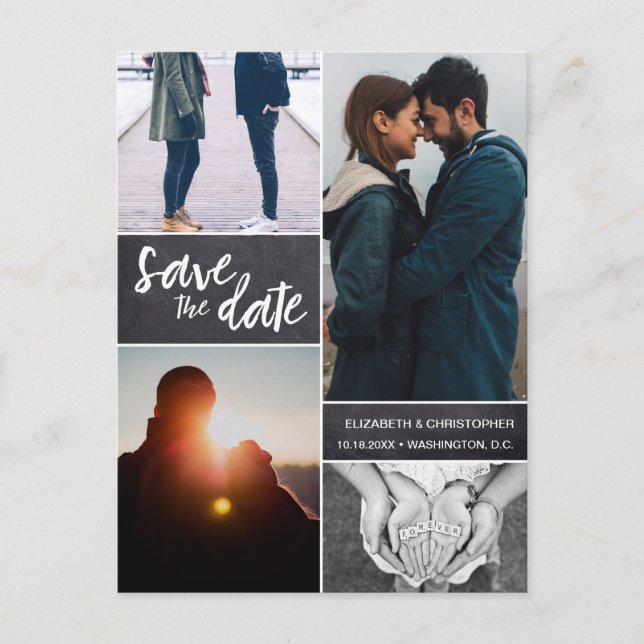 Personlig-kalkylpanel Spara datum 4 foton Meddelande Vykort (Framsida)