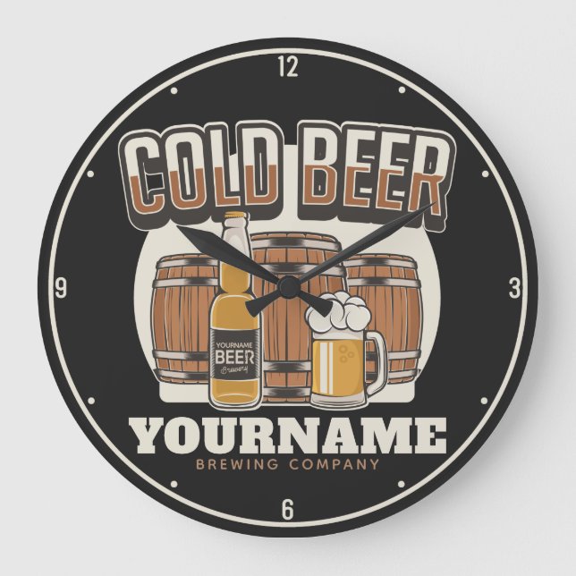 Personlig Kall Beer Oak Barrel Brewery Brewery Bre Stor Klocka (Framsida)