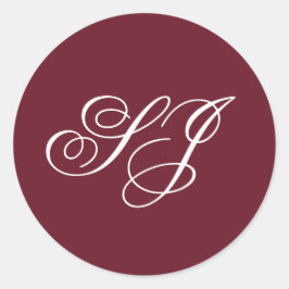 Personlig Kalligrafi Monogram Bröllop Runt Klistermärke