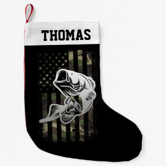 Personlig Kamouflage USA flagga Bass Fishing Liten Julstrumpa