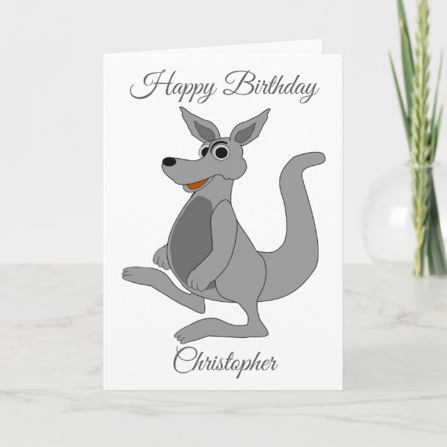 Personlig Kangaroo Design Birthday Kort (Framsida)