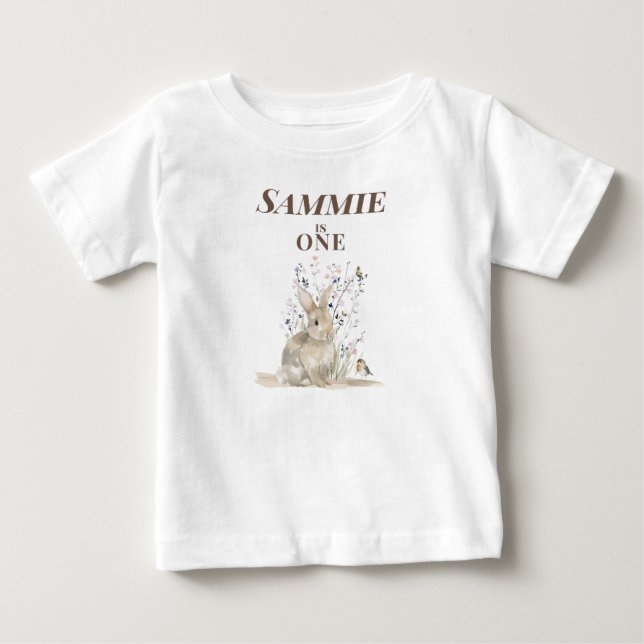 Personlig kanin 1-årsdag Ensie T Shirt (Framsida)