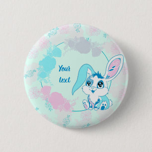 Personlig kanin Söt Blå Kawaii Knapp