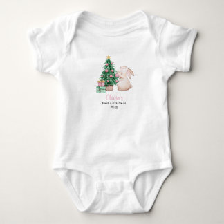 Personlig kanin-tema för Babys första jul T Shirt
