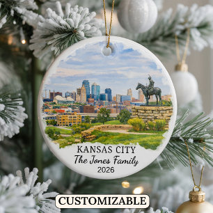 Personlig Kansas City-ornament, Anpassad Kansas Julgransprydnad Keramik