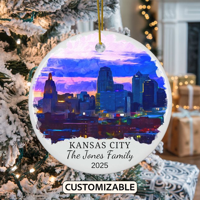 Personlig Kansas City Ornament, delstaten Kansas Julgransprydnad Keramik (Skapare uppladdad)