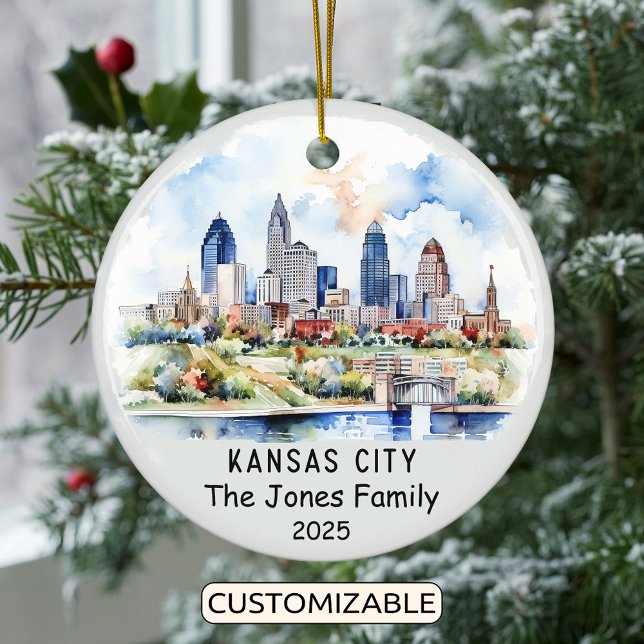 Personlig Kansas City Ornament, Kansas Julgransprydnad Keramik (Skapare uppladdad)