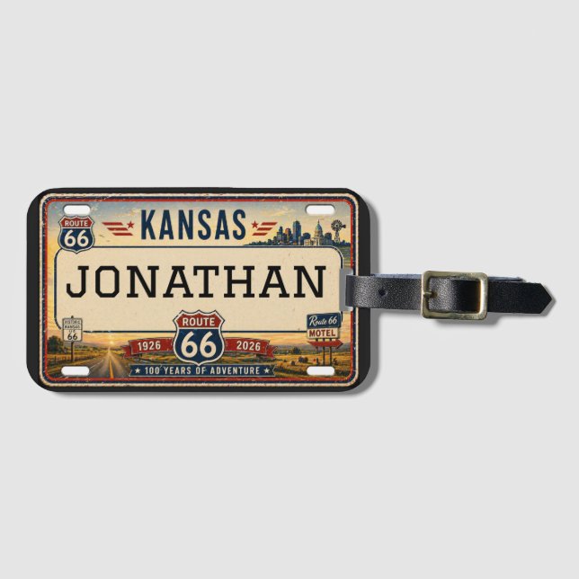 Personlig Kansas Route 66-design Bagagebricka (Framsida horisontal)